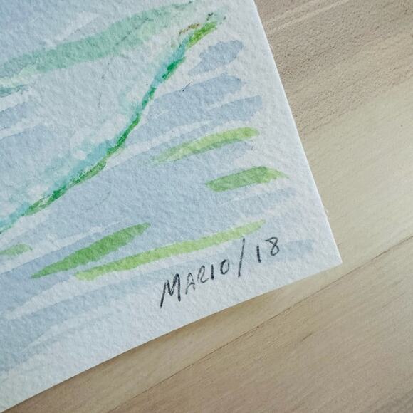 Artist Rending Watercolor Beach Scene Coastal Signed Art Set of 2 Wall Art Beach - Picture 2 of 6